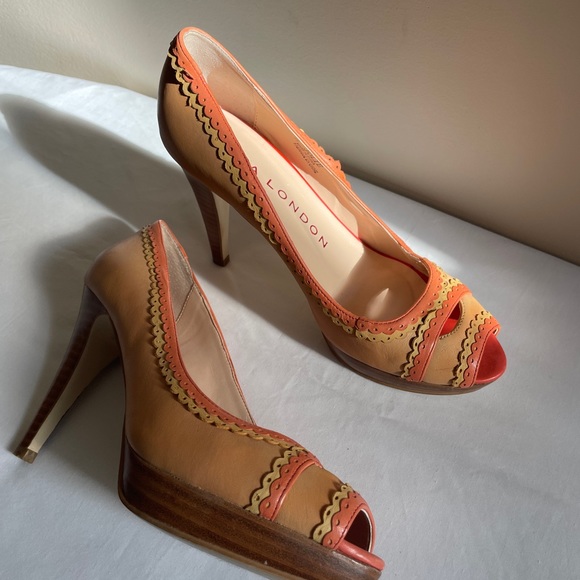 SACHA LONDON Heels Peach Pink Leather 7.5 - Picture 10 of 12